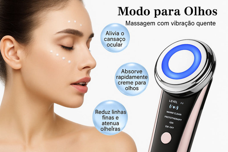 Massageador Facial LED com Terapia Sônica