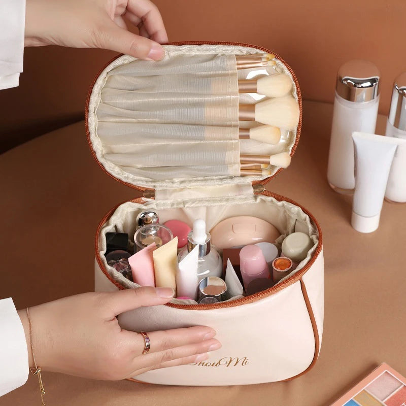 Bolsa de Maquiagem de Couro PU Portátil