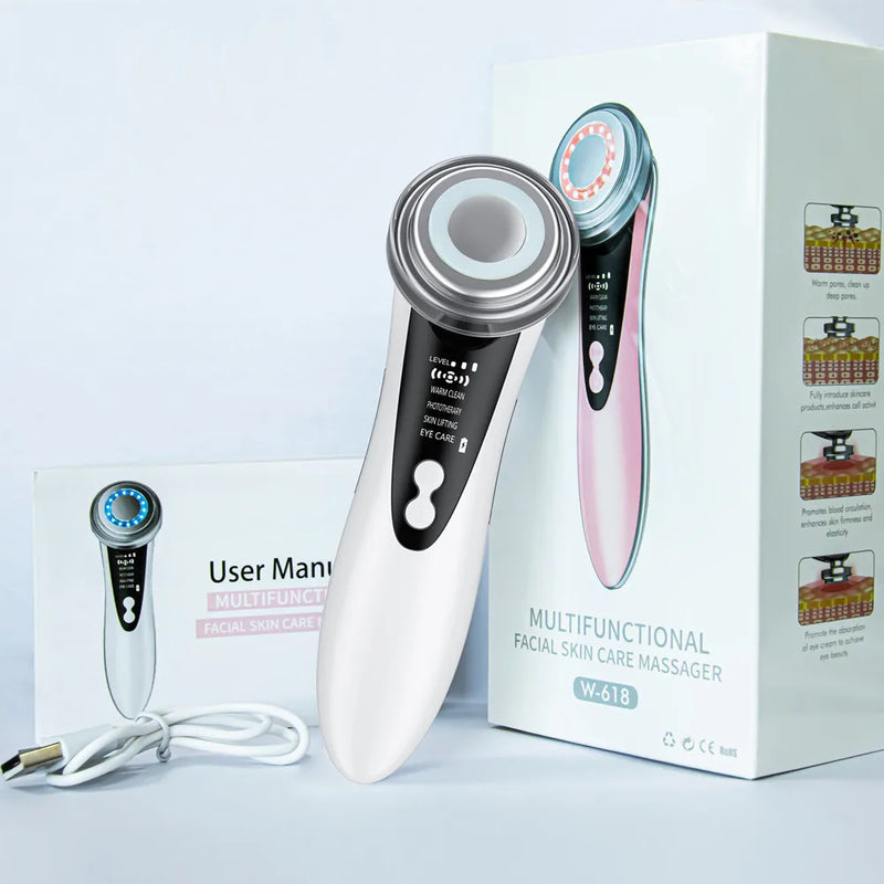 Massageador Facial LED com Terapia Sônica