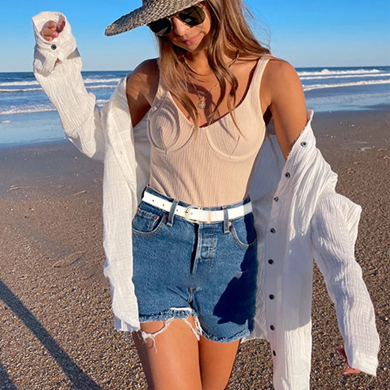 Cinto feminino de couro e plutônio